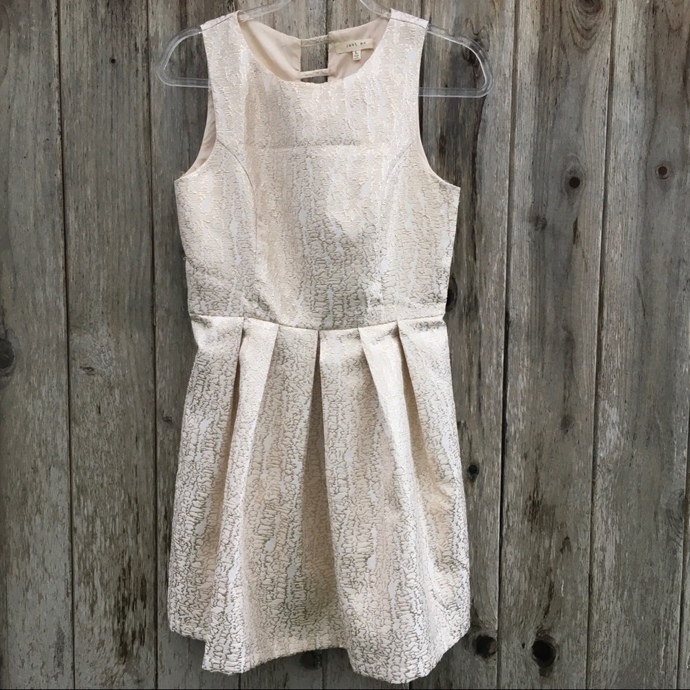 Francesca's Just Me Gold Metallic Cut Out Sleeveless Midi Dress Large